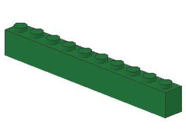 Lego Brick 1 x 10 x 1 (6111) green