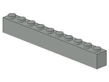 Lego Brick 1 x 10 x 1 (6111) light gray