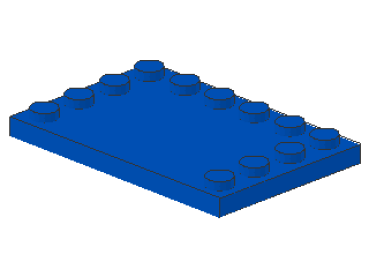 Lego Tile 4 x 6 (6180) with Studs on 3 Edges, blue