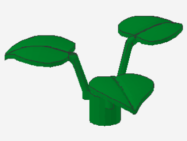 Lego Flower Stem, 3 large Leaves (6255) green