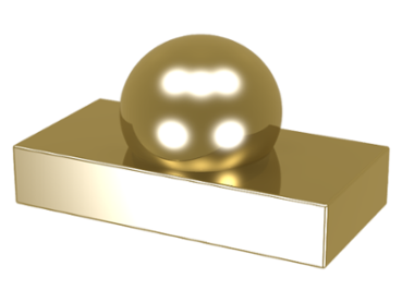 Lego Fliese 1 x 2 (70942) mit Ball, chrom gold