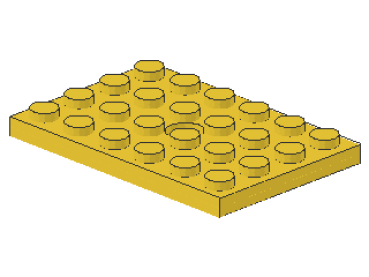 Lego Plate, modified 4 x 6 (709) yellow