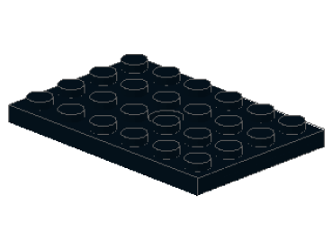 Lego Plate, modified 4 x 6 (709) black