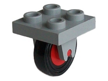 Lego Platte 2 x 2 mit Rad (8c01) hellgrau