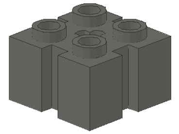 Lego Brick, modified 2 x 2 x 1 (90258) dark bluish gray