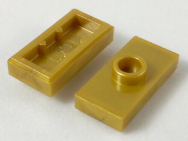 Lego Platte, modifiziert 1 x 2 (15573) perlend gold