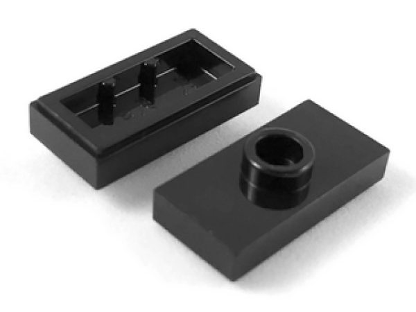 Lego Plate, modified 1 x 2 (15573) black