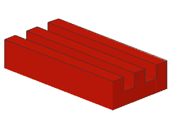 Lego Tile 1 x 2 (2412a) Grille, without Groove, red