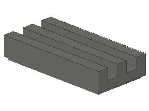 Lego Fliese 1 x 2 (2412b) Gitter, mit Nut, dunkel bläulich grau