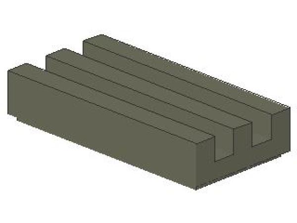 Lego Fliese 1 x 2 (2412b) Gitter, mit Nut, dunkel grau