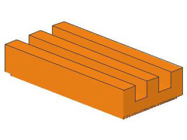 Lego Fliese 1 x 2 (2412b) Gitter, mit Nut, orange