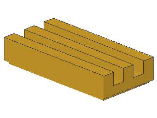 Lego Fliese 1 x 2 (2412b) Gitter, mit Nut, perlend gold