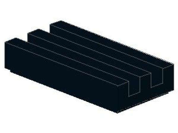 Lego Fliese 1 x 2 (2412b) Gitter, mit Nut, schwarz