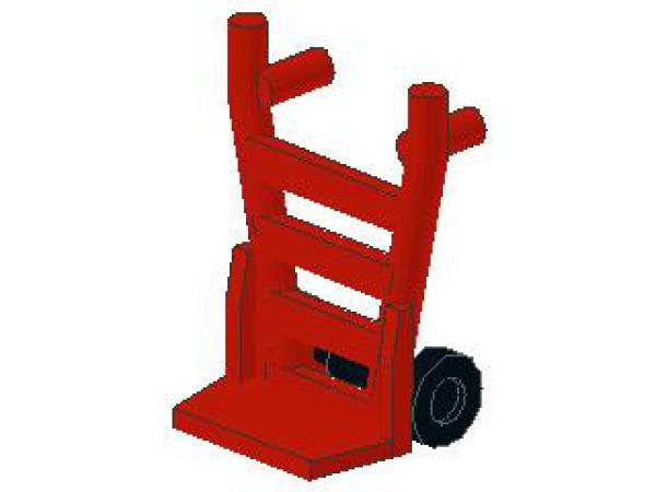 Lego Minifigure Hand Truck, complete (2495c01) red