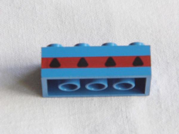 Lego Stein, dekoriert 2 x 4 x 1 (3001oldp01) blau