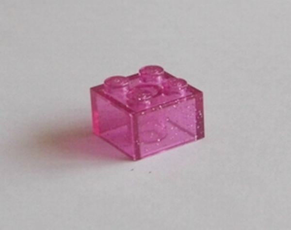 Lego Brick 2 x 2 x 1 (3003) Glitter transparent dark pink