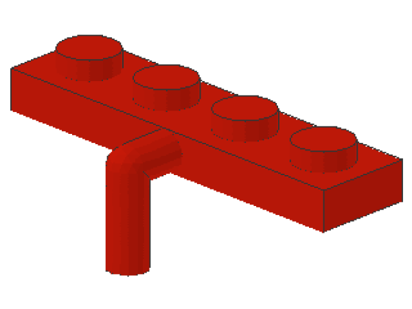 Lego Platte, modifiziert 1 x 4 (30043) rot