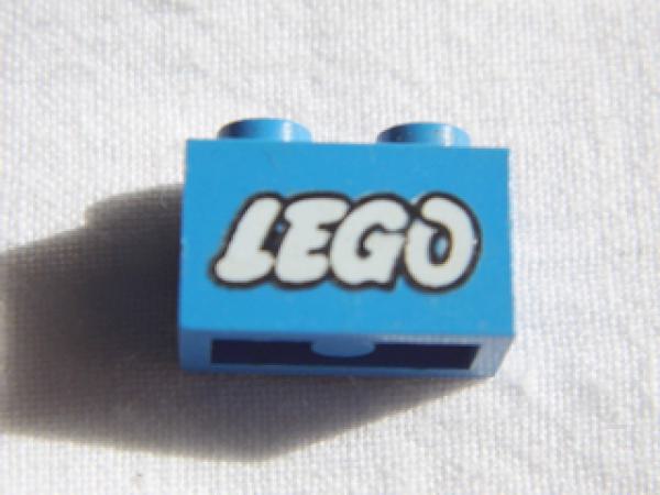 Lego Stein, dekoriert 1 x 2 x 1 (3004p50) blau