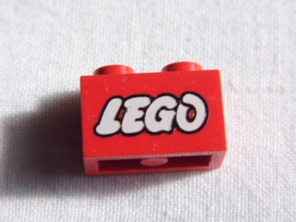 Lego Stein, dekoriert 1 x 2 x 1 (3004p50) rot