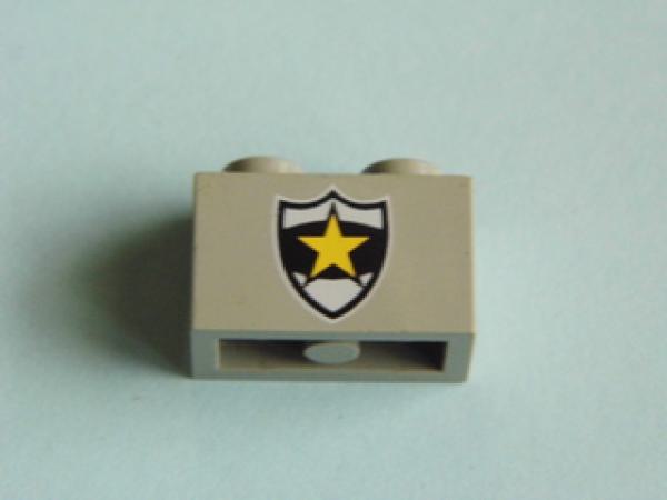 Lego Brick, decorated 1 x 2 x 1 (3004pb008) light gray