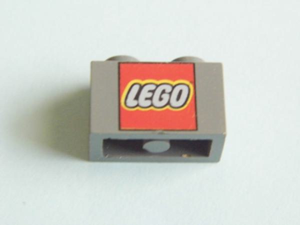 Lego Brick, decorated 1 x 2 x 1 (3004px8) dark bluish gray