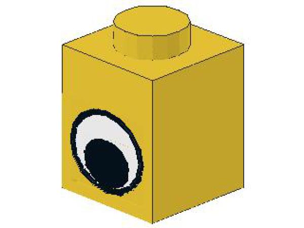 Lego Brick, decorated 1 x 1 x 1 (3005pe1) yellow