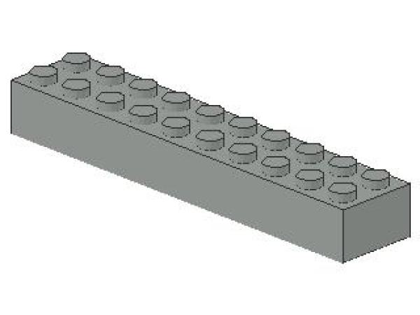 Lego Brick 2 x 10 x 1 (3006) light gray