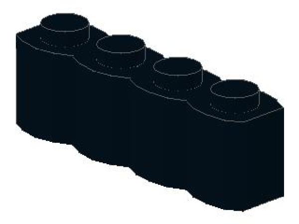 Lego Brick, modified 1 x 4 x 1 (30137) black