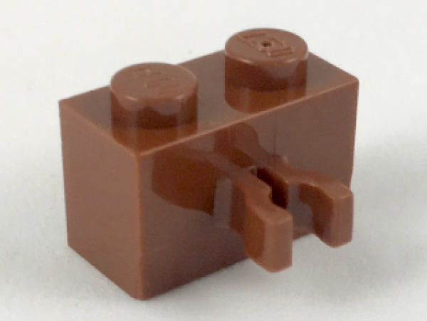 Lego Brick, modified 1 x 2 x 1 (30237) reddish brown