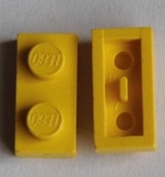 Lego Platte 1 x 2, alter Stil, gelb
