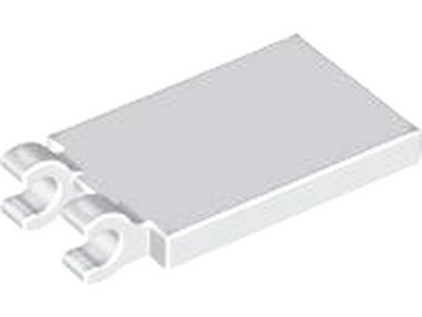 Lego Tile 2 x 3 (30350b) with 2 O-clips, white