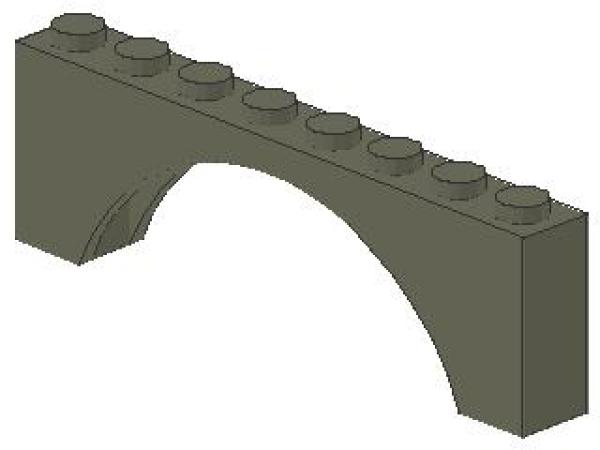 Lego Brick, Arch 1 x 8 x 2 (3308) dark gray