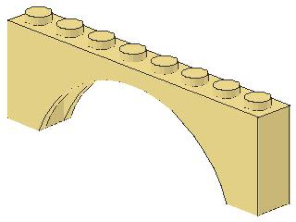 Lego Brick, Arch 1 x 8 x 2 (3308) light yellow