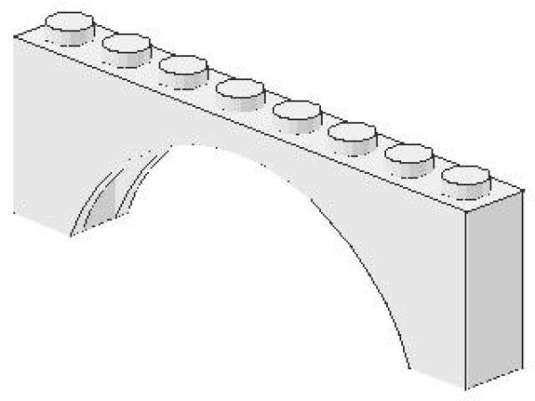 Lego Brick, Arch 1 x 8 x 2 (3308) white