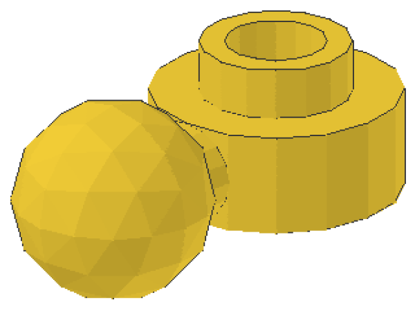 Lego Platte 1 x 1, rund, mit Kugel und Rundloch (3614a) gelb