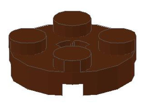 Lego Plate 2 x 2, round (4032b) with x-Axis Hole, reddish brown