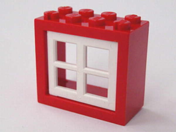 Lego Window 2 x 4 x 3 (4132c04) red