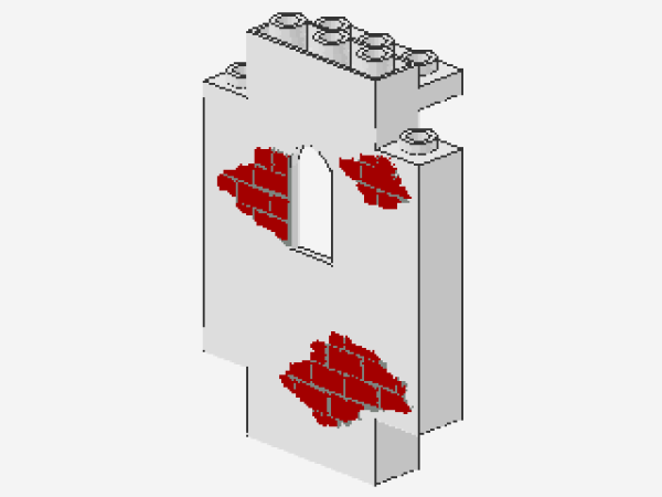 Lego Panel 2 x 5 x 6 (4444p06) with Window, red Stones