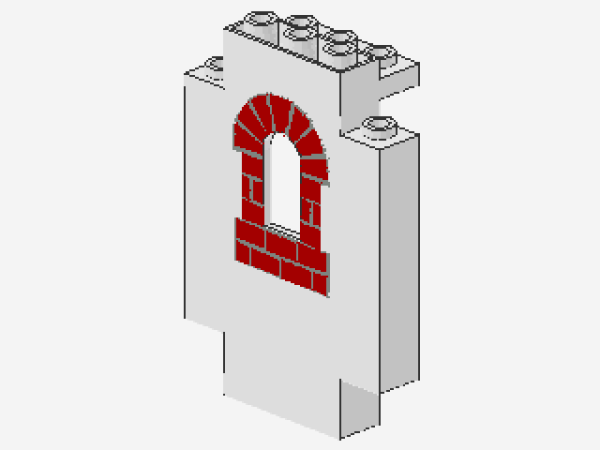 Lego Panel 2 x 5 x 6 (4444pb01) with Window, red Stones