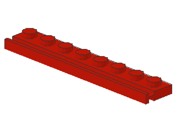 Lego Plate, modified 1 x 8 (4510) red