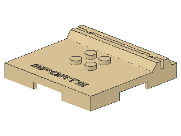 Lego Tile 6 x 6 x 2/3, with 4 Studs, "SPORTS", tan