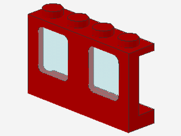 Lego Window 1 x 4 x 2 (4863c01) Plane, red