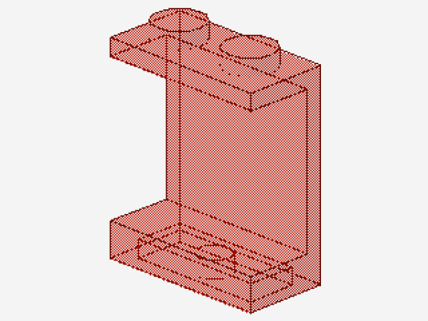 Lego Paneel 1 x 2 x 2 (4864a) solide Studs, transparent rot