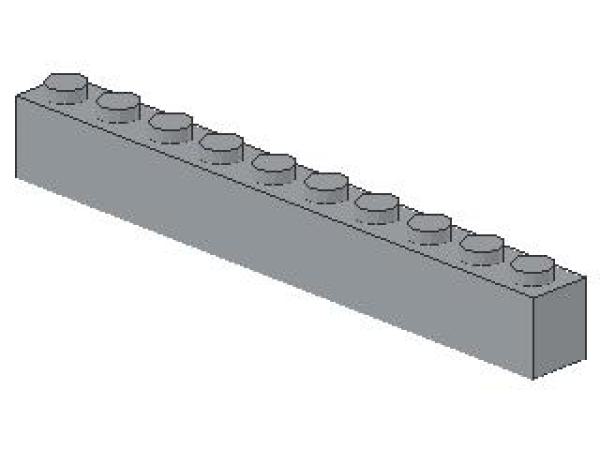 Lego Stein 1 x 10 x 1 (6111) hell bläulich grau