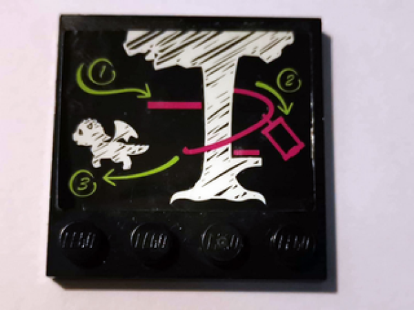 Lego Fliese 4 x 4, mit Studs, dekoriert (6179pb191)