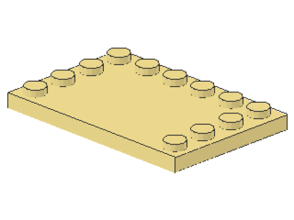 Lego Tile 4 x 6 (6180) with Studs on 3 Edges, light yellow