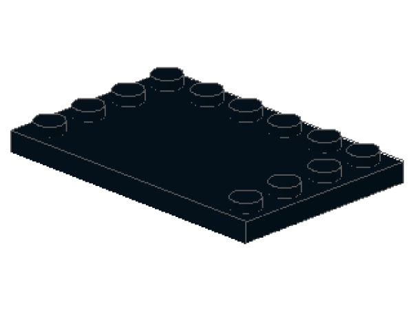 Lego Tile 4 x 6 (6180) with Studs on 3 Edges, black