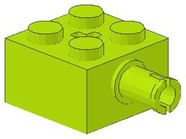 Lego Brick, modified 2 x 2 (6232) lime