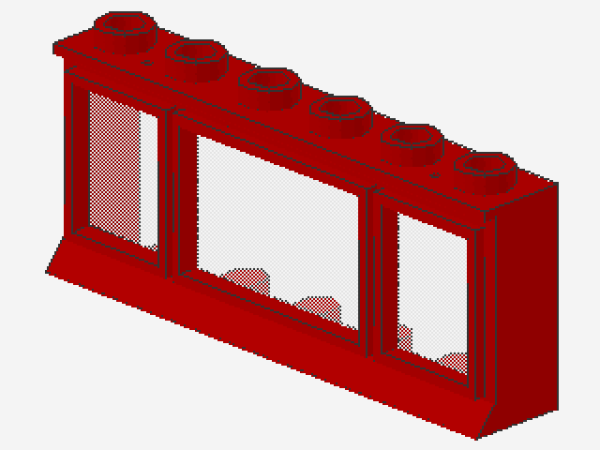 Lego Windows 1 x 6 x 2 (645bc01) red