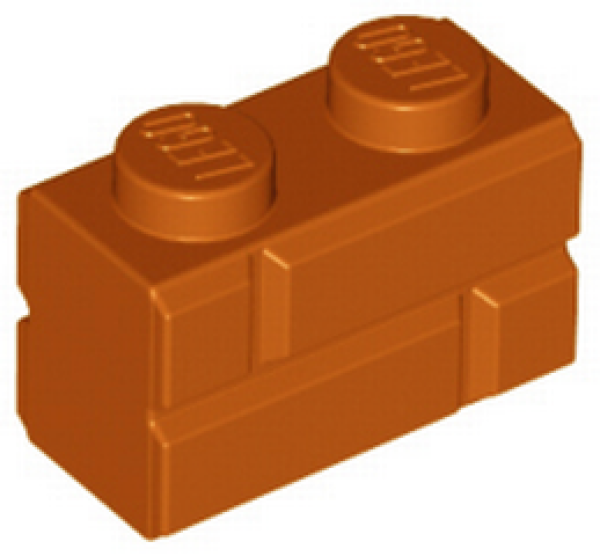 Lego Brick, modified 1 x 2 x 1 (98283) dark orange